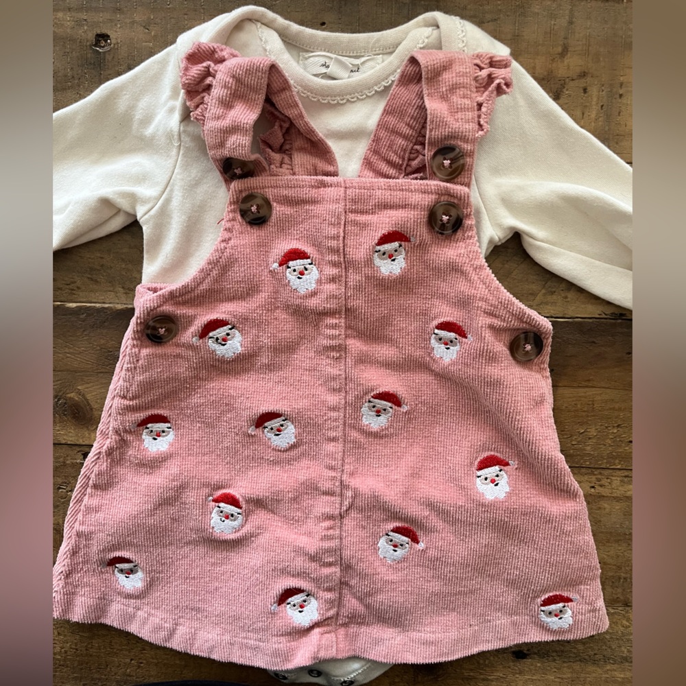 Starting Out santa corduroy dress set 0-3 months